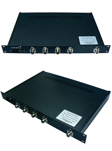 4-way VHF receive multicoupler, 136-174 MHz, specify 5 MHz bandwidth, >20dB port isolation, N-female – 1RU